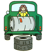 Use rimless tires to roll out 55-gallon drums from your truck.